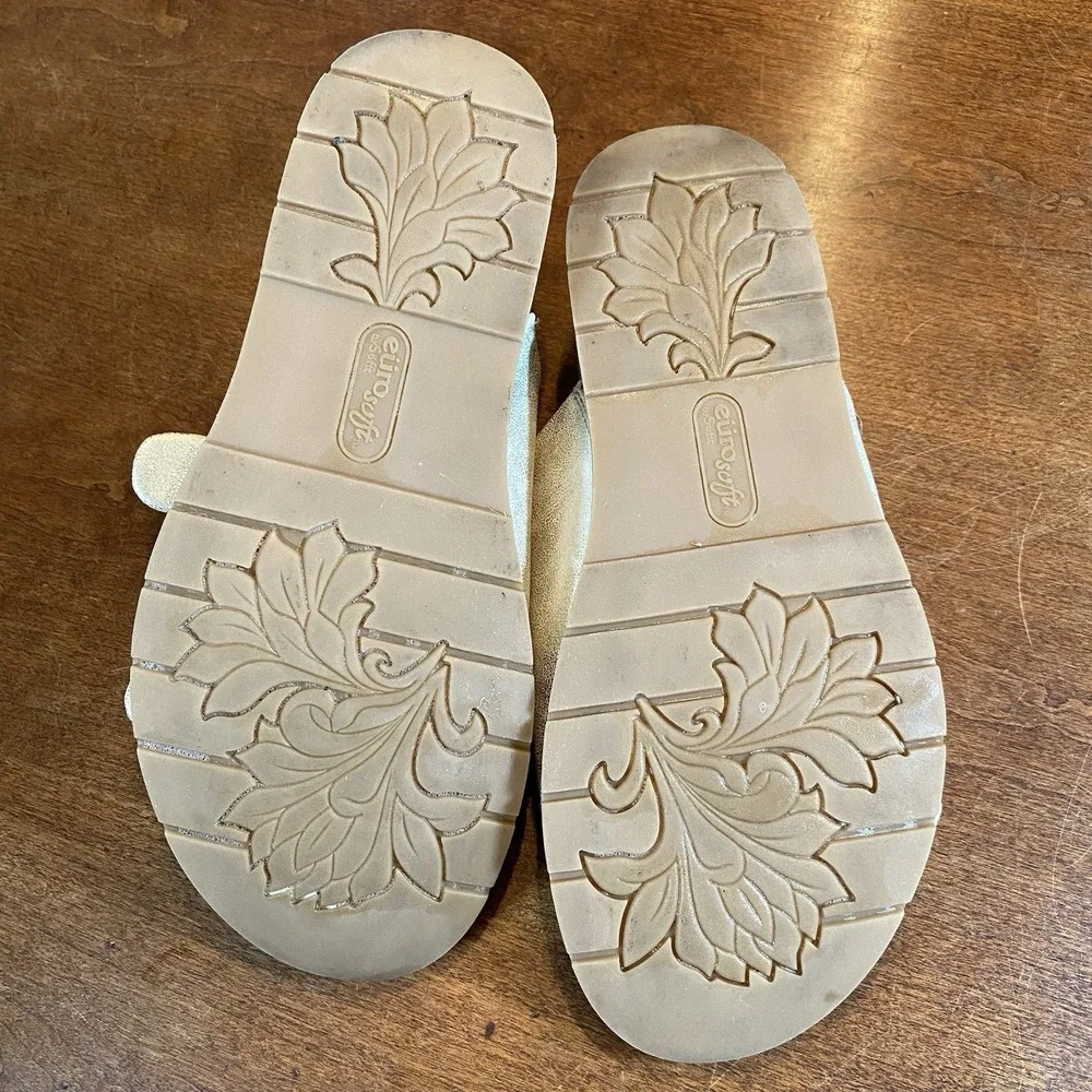 Euro Soft By Soft Golden Light‎ Gold Women's Sandals Size 9 M Cork Boho Chunky
